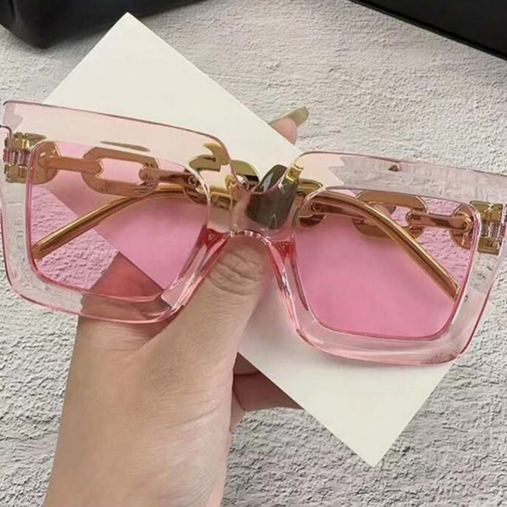 Square Chain Stylish Pink Sunglasses